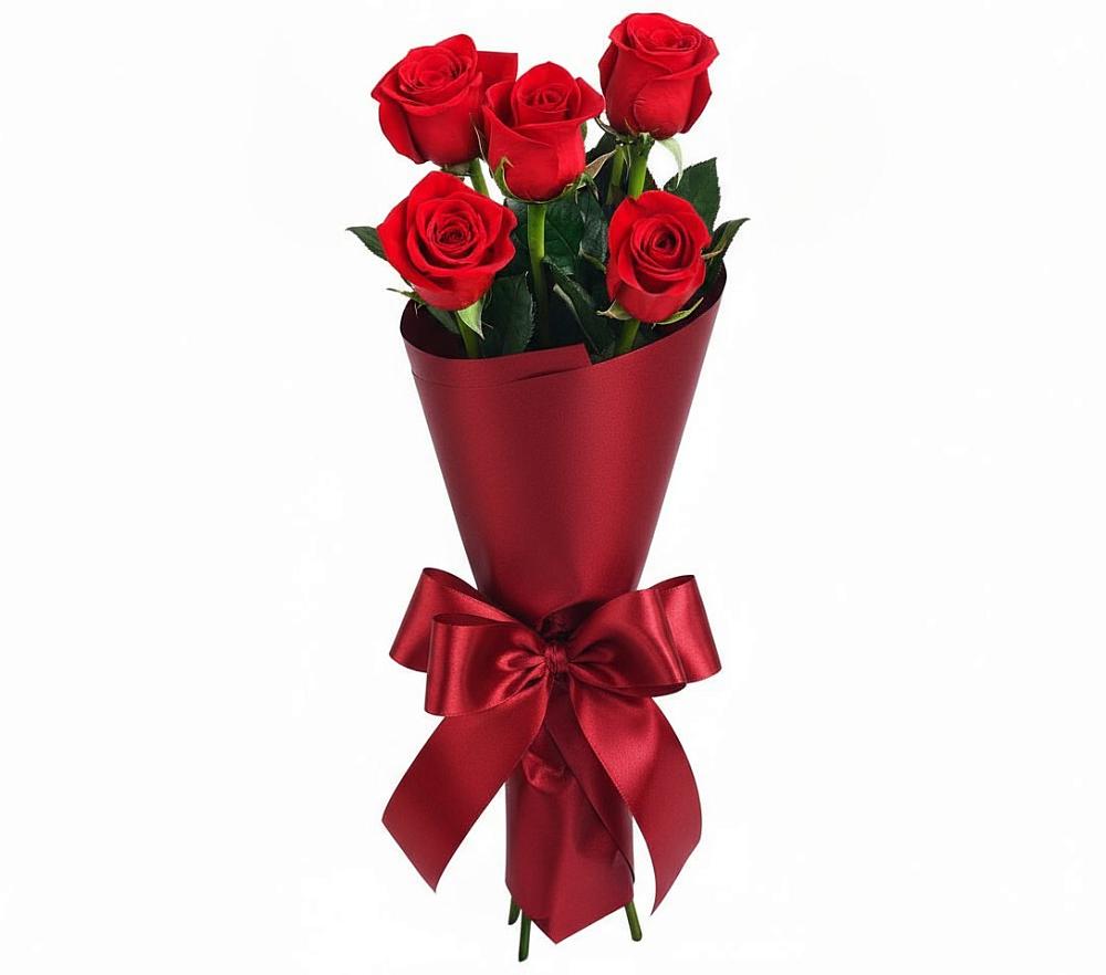 Букет 5 Красных роз Эдлесс Лав в Хлюпино