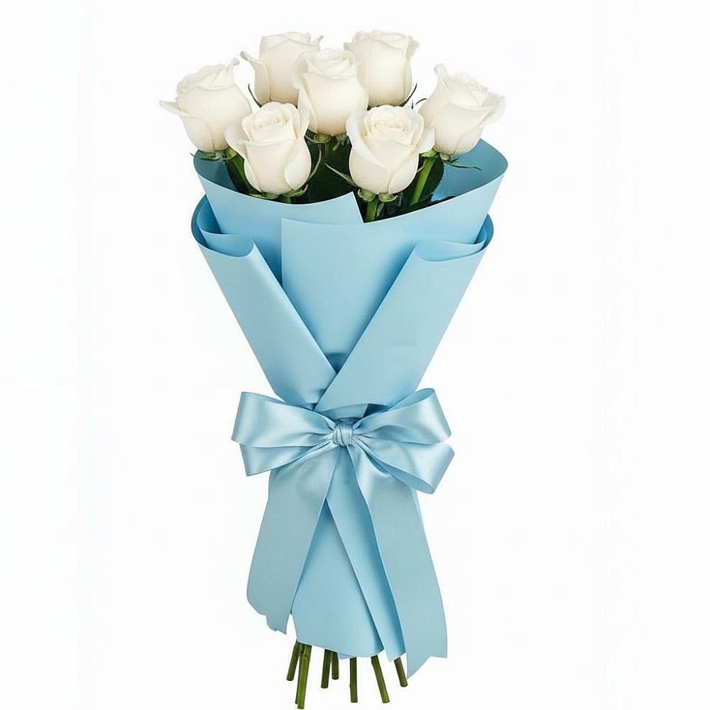 Букет 7 белых роз Проуд в Хлюпино