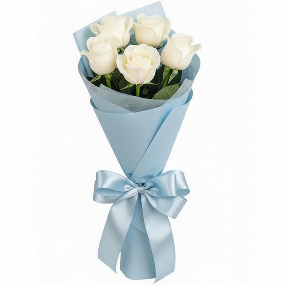 Букет 5 Белых роз Проуд в Хлюпино