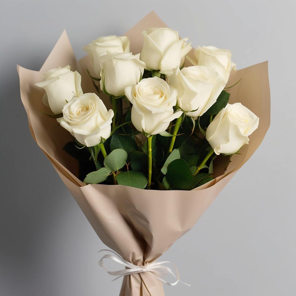 Букет 9 Белых роз Эдлесс Лав в Хлюпино