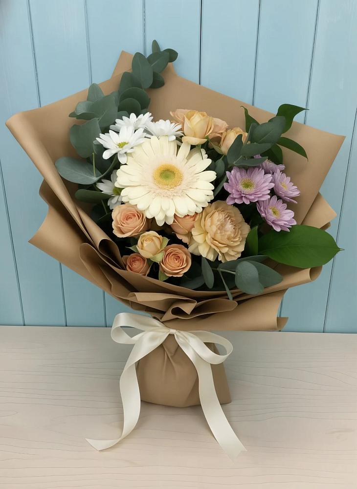Букет цветов из: Герберы и Хризантемы в Хлюпино