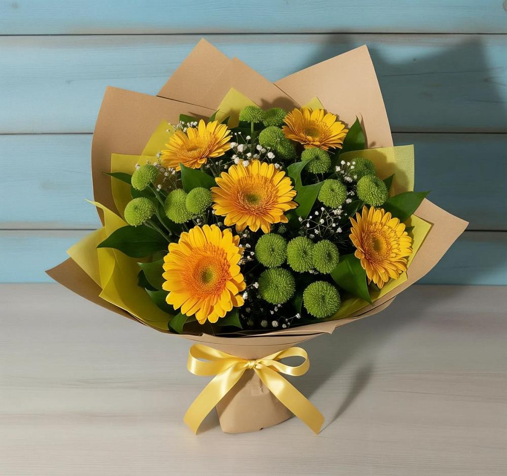 Букет цветов из: Герберы и Хризантемы в Хлюпино
