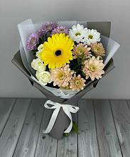 Букет цветов из:  Розы, Герберы и Хризантемы #REPLACE_PRED# Хлюпино