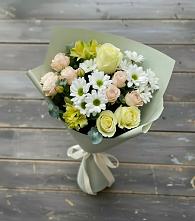 Букет цветов из:  Альстромерии, Розы и Хризантемы в Хлюпино