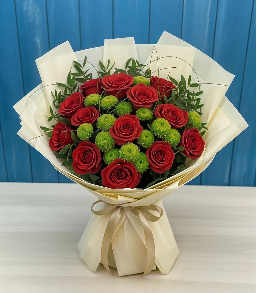 Букет цветов из: Розы и Хризантемы в Хлюпино